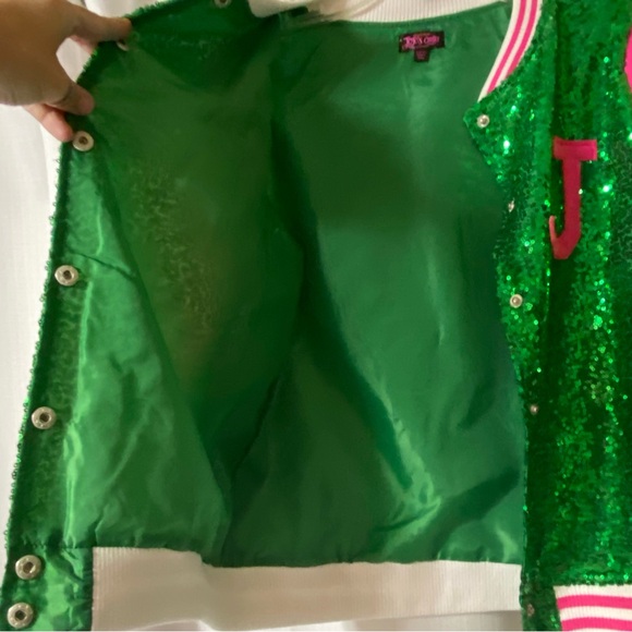 Nickelodeon Jojo’s Closet Sequin Faux Leather Varsity Jacket Size Girls XL 14 16 - Picture 3 of 9